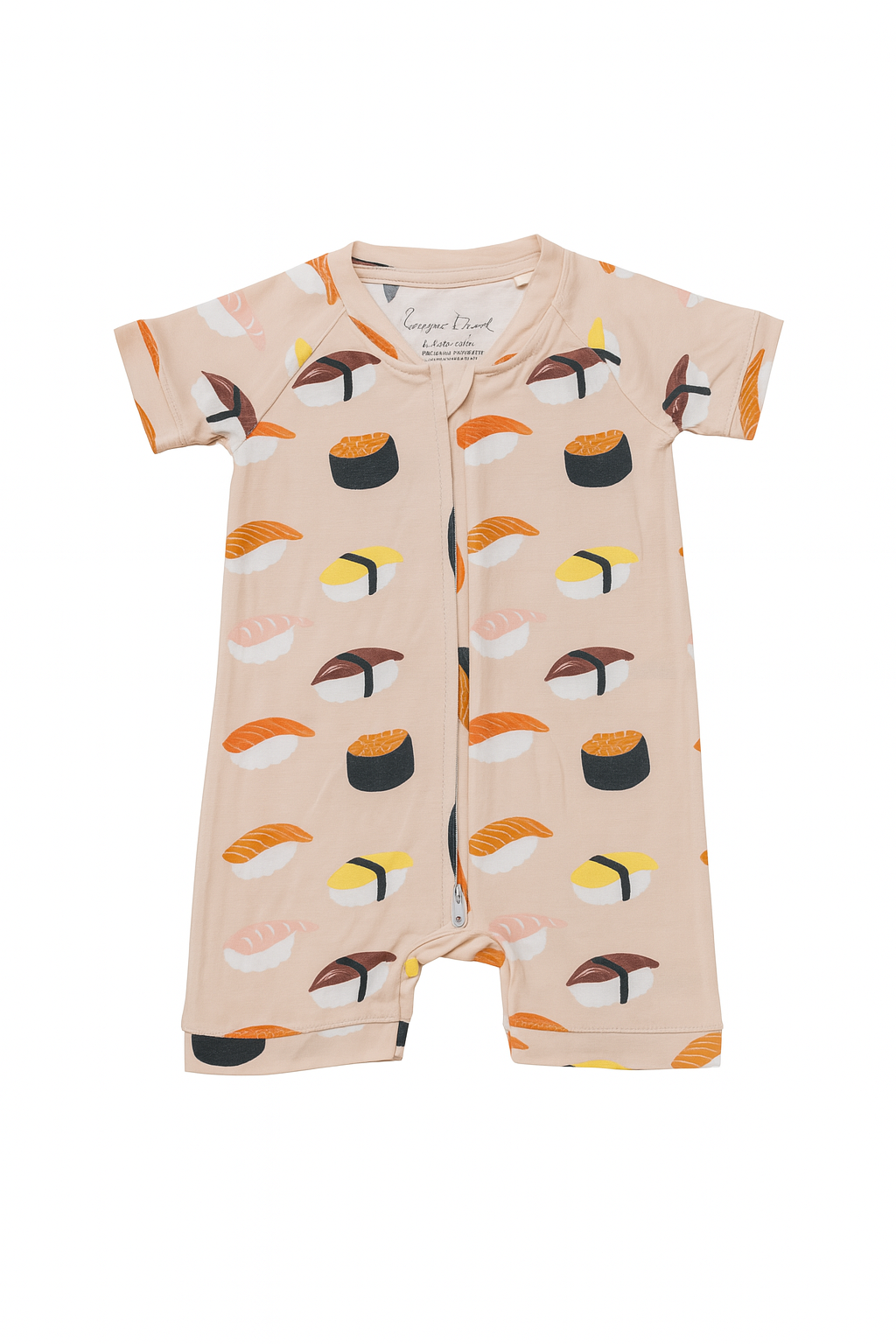 Sushi Lover Premium Bamboo Short Sleeve Zip Up Onesie