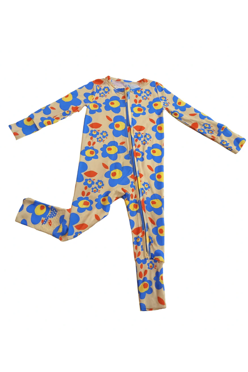 Sunny Blooms Premium Bamboo Long Sleeve Zip Up Onesie with Hand and Foot Covers