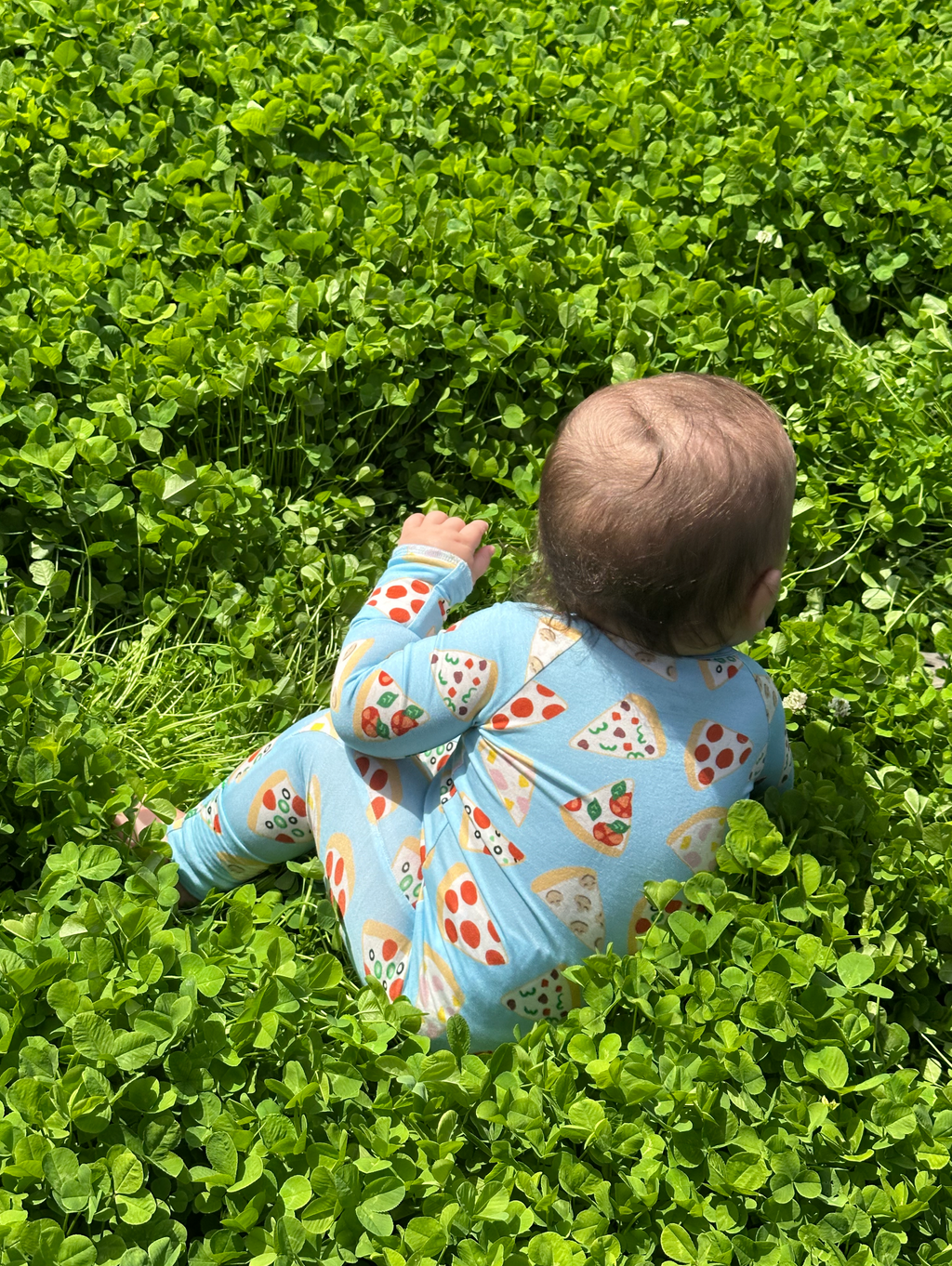 Pizza Power Premium Bamboo Long Sleeve Zip Up Onesie with Hand and Foot Covers