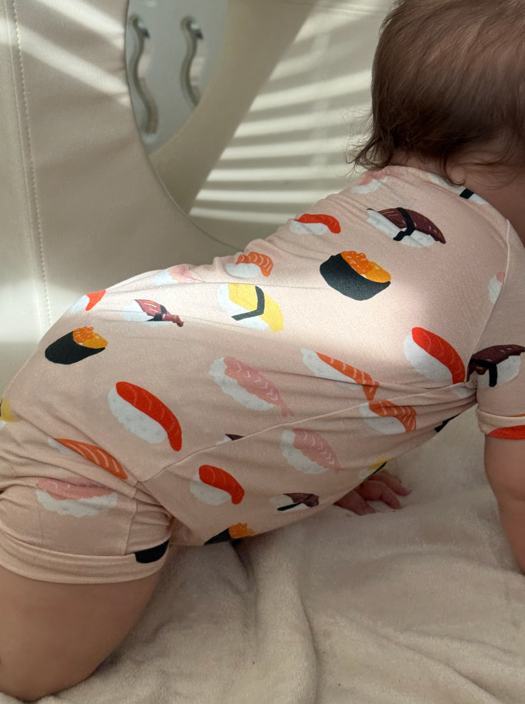 Sushi Lover Premium Bamboo Short Sleeve Zip Up Onesie