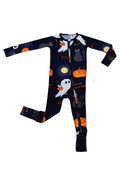 Ghostie Besties Premium Bamboo Long Sleeve Zip Up Onesie with Hand and Foot Covers